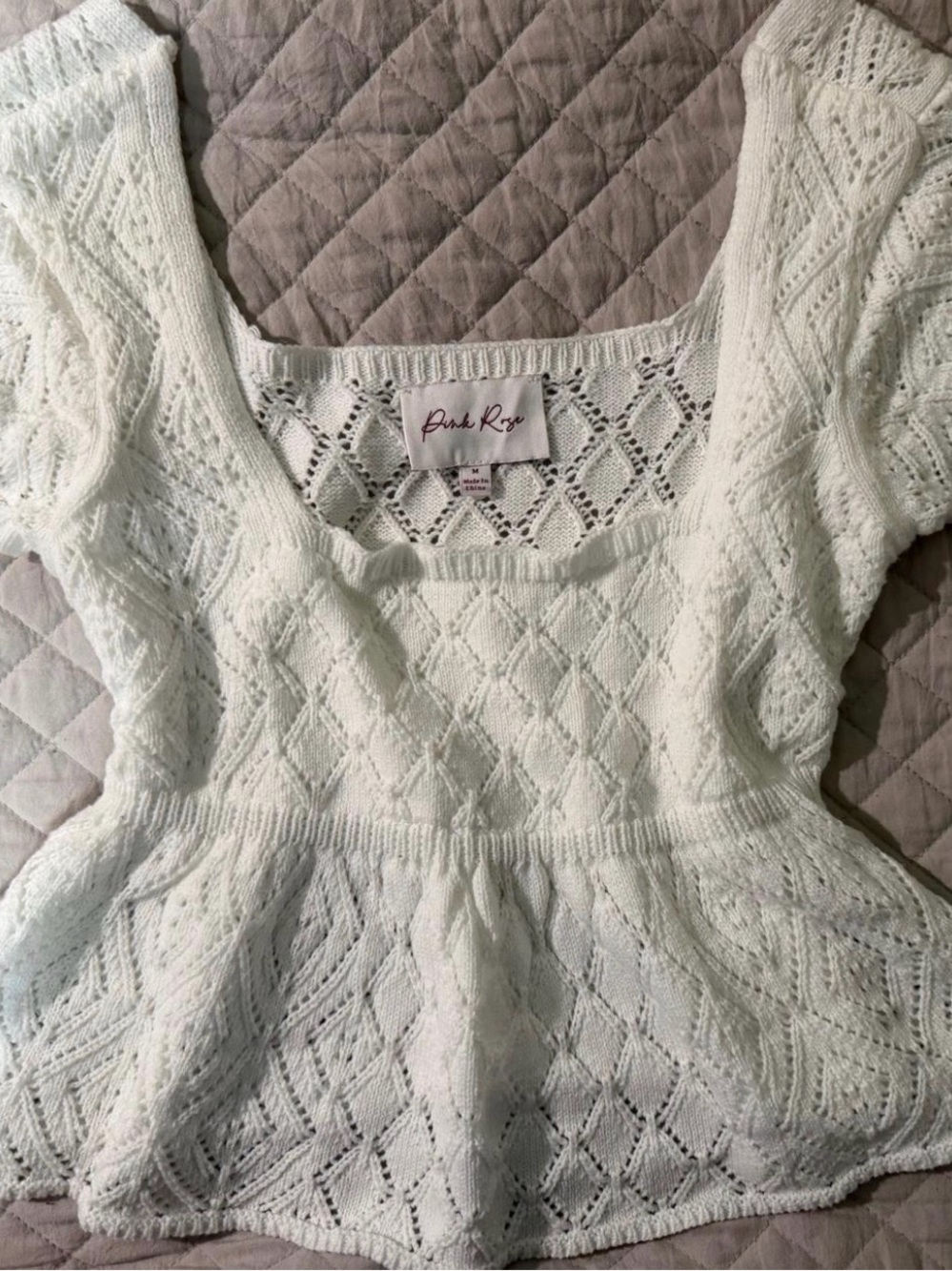 White Knit babydoll Top